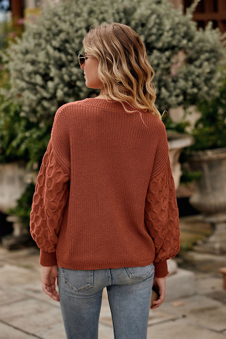 Drop Shoulder Crewneck Loose Chunky Knit Pullover Sweater