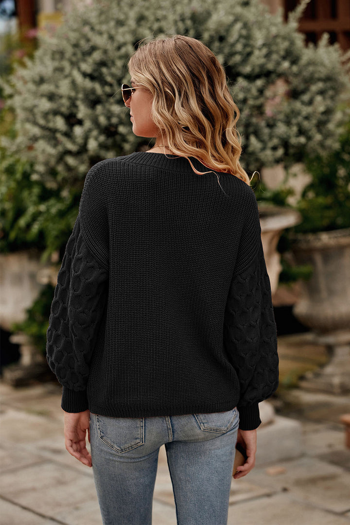 Drop Shoulder Crewneck Loose Chunky Knit Pullover Sweater