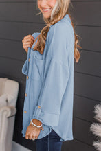 Load image into Gallery viewer, Simle Pockets Textured Roll Tab Sleeve Shirt Jacket
