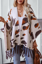 Load image into Gallery viewer, Leopard Print Tassel Hem Loose Knitted Shawl
