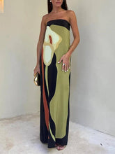 Load image into Gallery viewer, ColorBlock Strapless Floral Maxi Dress

