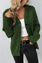 Load image into Gallery viewer, Plain Long Sleeves Drawstring Hoodied Knitted Cardigan
