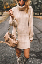Load image into Gallery viewer, Turtleneck Long Sleeves Ribbed Knit Sweater Dress
