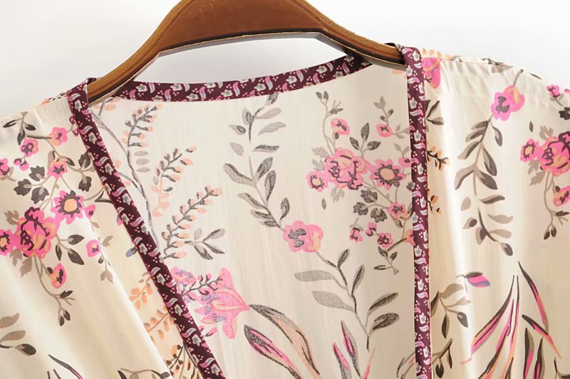 Boho Beige Floral Print High Low Dress