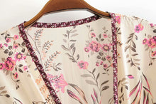 Load image into Gallery viewer, Boho Beige Floral Print High Low Dress

