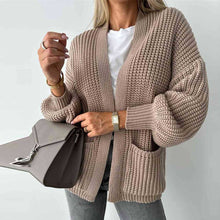 Load image into Gallery viewer, Loose V-neck Long-sleeved Casual Knitted Cardigan
