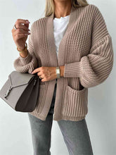 Load image into Gallery viewer, Loose V-neck Long-sleeved Casual Knitted Cardigan
