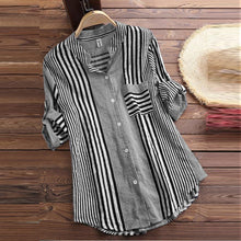 Load image into Gallery viewer, Classic 3/4 Sleeve Striped Button Up Shirt
