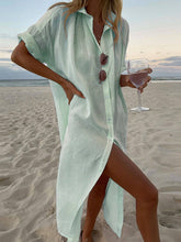 Load image into Gallery viewer, Simple Collar Buttons Down Shirt Midi Dress
