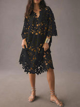 Load image into Gallery viewer, Chic V-neck Long Sleeves Lace Cover Up Beach Midi Dress
