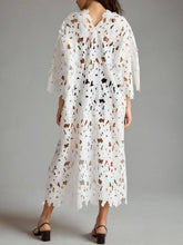 Load image into Gallery viewer, Chic V-neck Long Sleeves Lace Cover Up Beach Midi Dress
