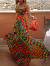 Load image into Gallery viewer, Sexy Geometric Print Spaghetti Straps Maxi Dress
