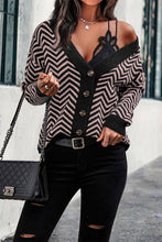 Load image into Gallery viewer, Long Sleeve V Neck Open Front Striped Knit Cardigan Sweaters
