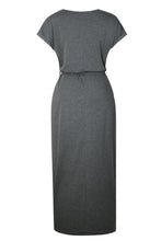 Load image into Gallery viewer, Casual Round Neck Irregular Ruched Slit Front Midi Dress
