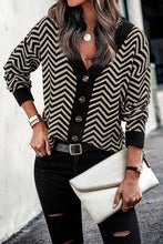 Load image into Gallery viewer, Long Sleeve V Neck Open Front Striped Knit Cardigan Sweaters
