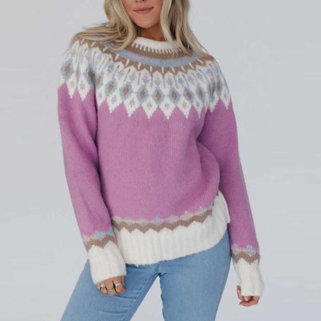 Christmas Thickened Round Neck Long Sleeve Knitted  Icelandic Sweater