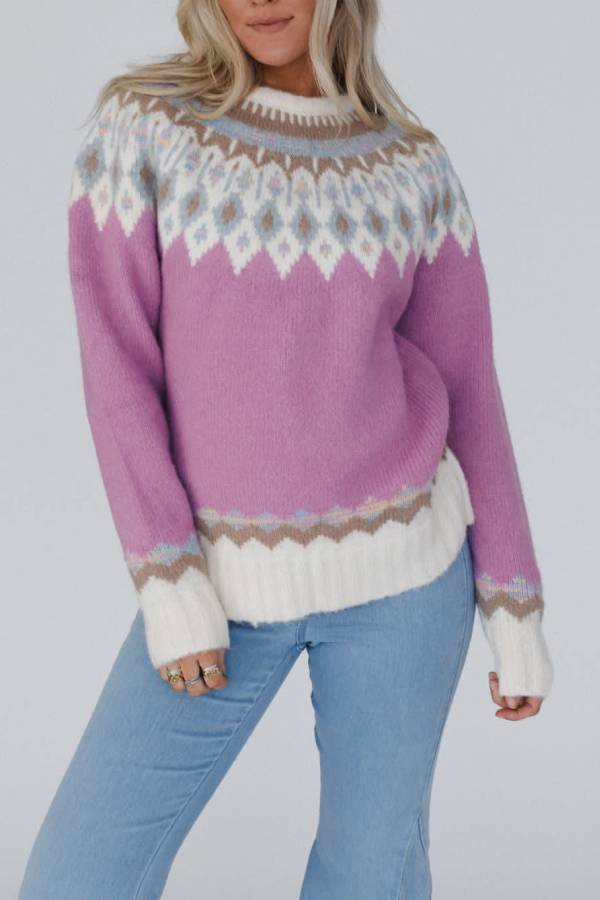 Christmas Thickened Round Neck Long Sleeve Knitted  Icelandic Sweater