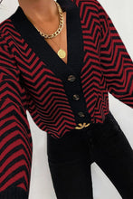 Load image into Gallery viewer, Long Sleeve V Neck Open Front Striped Knit Cardigan Sweaters
