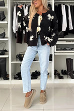 Load image into Gallery viewer, Bow Tie Round Neck Long Sleeve Knitted Cardigan

