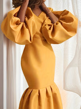 Load image into Gallery viewer, Long Lantern Sleeves V-neck Fishtail Mini Dress
