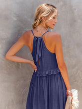 Load image into Gallery viewer, Ruffled Sleeveless Tiered Maxi Dress with Pockets
