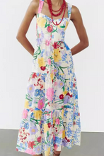 Load image into Gallery viewer, Casual Floral Print Straps Midi Dress
