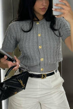 Load image into Gallery viewer, Simple Short Sleeves Buttons Down Knit Sweater
