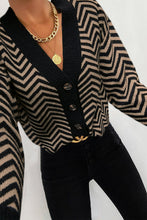 Load image into Gallery viewer, Long Sleeve V Neck Open Front Striped Knit Cardigan Sweaters
