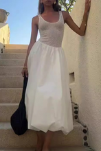 Load image into Gallery viewer, White Casual Patchwork U Neck Sleeveless Midi Dress
