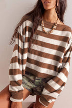 Load image into Gallery viewer, Loose Striped Print Crew Neck Long Sleeve Knitted Sweater
