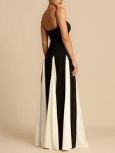 Load image into Gallery viewer, Minimalsit Colorblock Black and White Paneled Maxi Dress
