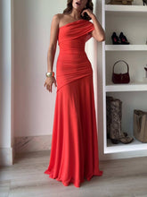 Load image into Gallery viewer, Refined Once Shoulder Ruched Maxi Party Dress
