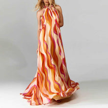 Load image into Gallery viewer, Sleek Halter Wave Printed Backless Maxi Dress
