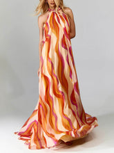 Load image into Gallery viewer, Sleek Halter Wave Printed Backless Maxi Dress
