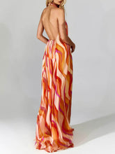 Load image into Gallery viewer, Sleek Halter Wave Printed Backless Maxi Dress
