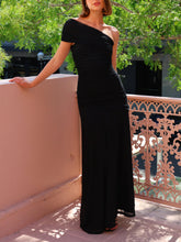 Load image into Gallery viewer, Refined Once Shoulder Ruched Maxi Party Dress
