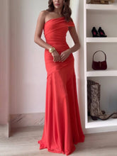 Load image into Gallery viewer, Refined Once Shoulder Ruched Maxi Party Dress
