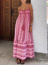 Load image into Gallery viewer, Boho Spaghetti Straps Printed Maxi Dress
