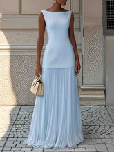 Load image into Gallery viewer, Timeless Sleeveless Patchwork Pleated Maxi Dress
