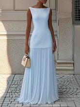Load image into Gallery viewer, Timeless Sleeveless Patchwork Pleated Maxi Dress
