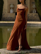 Load image into Gallery viewer, Classy Spaghetti Straps Draped Neck Backless Maxi Dress
