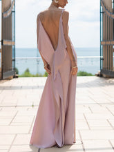 Load image into Gallery viewer, Classy Spaghetti Straps Draped Neck Backless Maxi Dress
