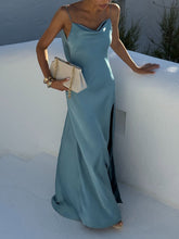 Load image into Gallery viewer, Classy Spaghetti Straps Draped Neck Backless Maxi Dress
