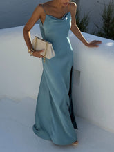 Load image into Gallery viewer, Classy Spaghetti Straps Draped Neck Backless Maxi Dress
