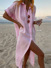 Load image into Gallery viewer, Simple Collar Buttons Down Shirt Midi Dress
