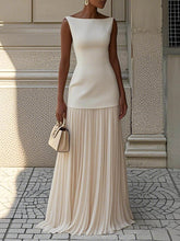Load image into Gallery viewer, Timeless Sleeveless Patchwork Pleated Maxi Dress
