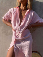 Load image into Gallery viewer, Simple Collar Buttons Down Shirt Midi Dress
