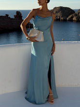 Load image into Gallery viewer, Classy Spaghetti Straps Draped Neck Backless Maxi Dress
