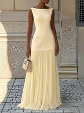 Load image into Gallery viewer, Timeless Sleeveless Patchwork Pleated Maxi Dress
