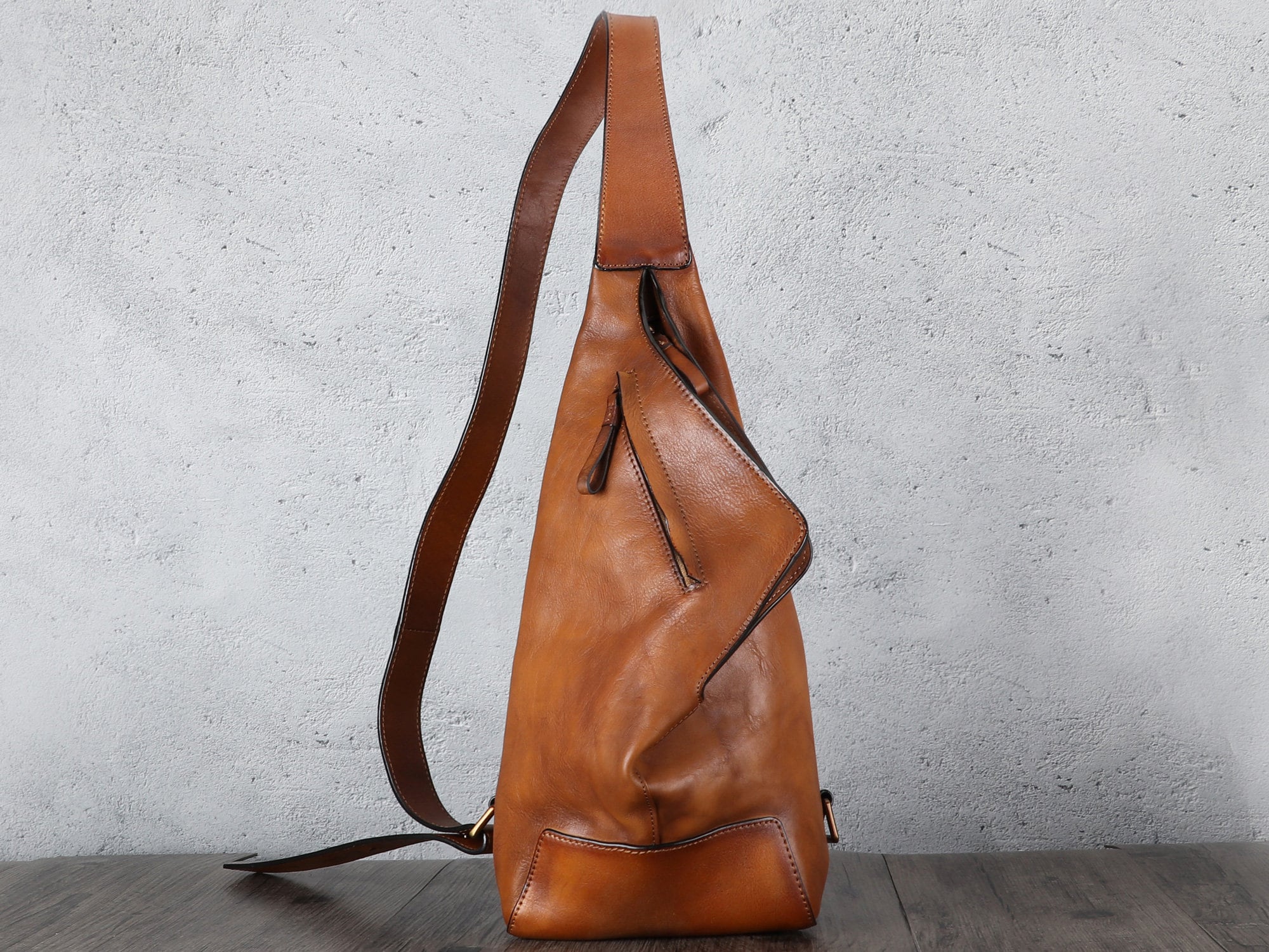 Casual Vintage Handmade Sling Leather Bag Chest Shoulder Backpack